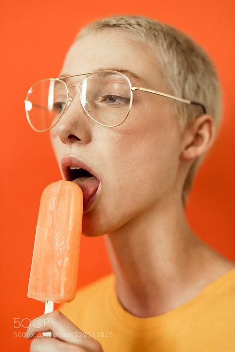 Brainfrozen by cirogalluccio Drawing For Design, Orange Glasses, 500px Photography, Taking A Selfie, References Poses, Sketch Poses, Minimal Color, Color Abstract, Fashion Eyewear