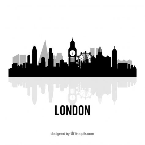 London Skyline Tattoo, London Skyline Silhouette, Paper Model Architecture, Skyline Tattoo, Skyline Artwork, Tokyo Skyline, London Illustration, City Skyline Silhouette, Design City