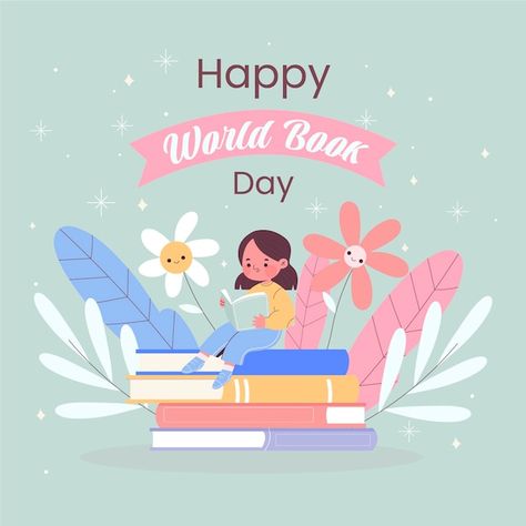 Free vector flat world book day illustra... | Free Vector #Freepik #freevector #world-book #book-day #reading-day #story-book World Reading Day, Person Outline, Black Wallpapers Tumblr, World Emoji, World Emoji Day, Flat World, Hope Art, Students Day, Kawaii Faces