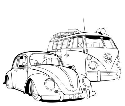 Camper Drawing, Vw Tattoo, Van Volkswagen, Van Vw, Volkswagen Camper Van, Vw Ideas, Vw Art, Combi Volkswagen, Volkswagen Camper