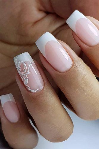 Perfect Pink And White Nails For Brides ★ pink and white nails french with twists pattern olgastognieva Pink And White Nails, Wedding Day Nails, Bridal Nails Designs, Gel Nails French, Wedding Nail Art Design, Wedding Nails French, Wedding Nails Glitter, French Tip Nail Designs, French Manicure Nails