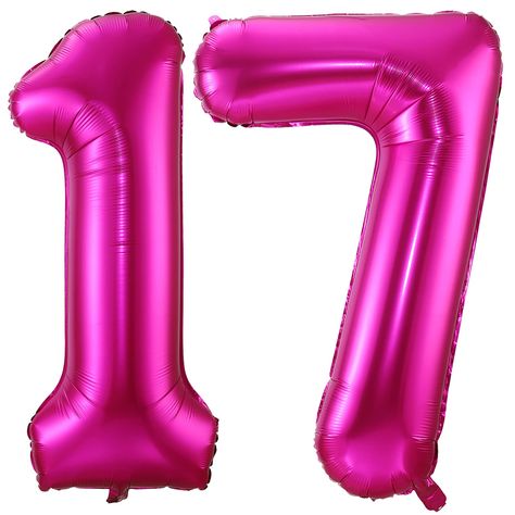 PRICES MAY VARY. Package Included:40 inch Hot Pink 17 balloons number + 1 Straw. Premium High Quality Balloons:The 17th birthday balloons are made of quality aluminum mylar foil,thick and odorless.High quality imprint technology,edge neat,not easy to explode and leak. Hot pink number 17 balloon will be the great decoration addition for birthday parties. Floating Mylar Balloon:If you want 40 inch 17 balloon number to float, you need to fill it with helium,please remove the pump or straw when 90% Xmas Haul, 17 Balloons, 71st Birthday, Balloons Number, Balloon Numbers, 71 Birthday, Balloons For Birthday, 17th Birthday, Number Balloons