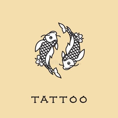 Pisces Tattoo American Traditional, Pisces Tattoo Traditional, Twin Fish Tattoo, Pisces Zodiac Sign Tattoo, Koi Fish Tattoo Traditional, Fish Traditional Tattoo, Pisces Fish Tattoo, Pices Zodiac Tattoo, Fish Tattoo Traditional