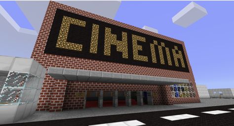 Minecraft Movie Theater Ideas, Minecraft Cinema Ideas, Movie Theater Minecraft, Minecraft Movie Theater, Minecraft Cinema, Mind Craft, Minecraft Secrets, Cinema Idea, Minecraft Town