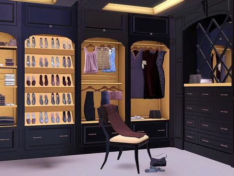 Brown Cherry Closet by Flovv http://www.thesimsresource.com/downloads/1203816 Fashion Designer Room, Muebles Sims 4 Cc, Sims 4 Bedroom, Sims 4 Clutter, Sims Building, Sims Games, Closet Room, Closet Decor, Sims4 Clothes