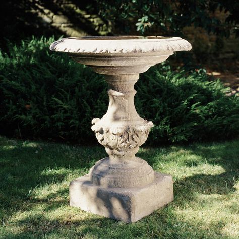 The Architectural Heritage Age-Patinated Artificial Stone Garden Fountain & Ornament Collection Stone Fountains Outdoor, Dreamy Gardens, Pool Surrounds, Stone Bird Baths, Bird Fountain, Concrete Bird Bath, Bush Garden, Bird Bath Fountain, Fountain Design