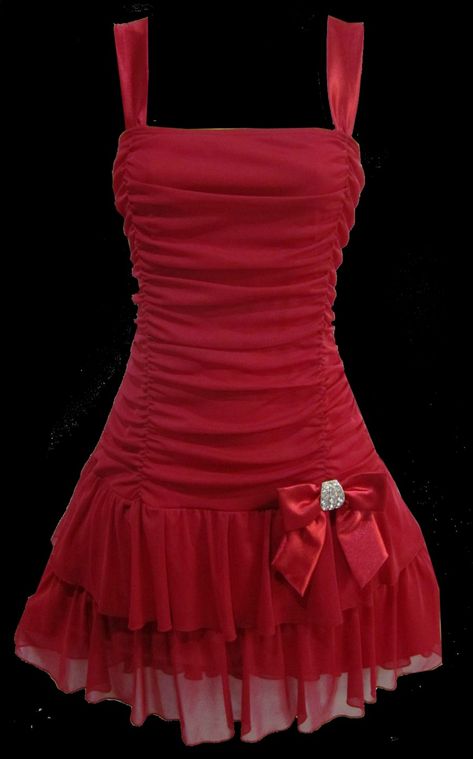 Y2k Short Dress, Valentine Dance Outfit, Y2k Red Dress, Red Dama Dresses, 2000s Red Carpet Looks, Dresses 2000s, 2000s Dresses, Early 2000s Dresses, 2000s Prom Dress