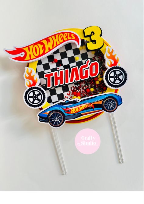 Topper Hot Wheels, Hot Wheels Cake Topper, Wheels Cake, Hot Wheels Cake, Hot Wheels Birthday, 3d Cake Toppers, 3d Cake, Graphic Inspiration, Cupcake Toppers