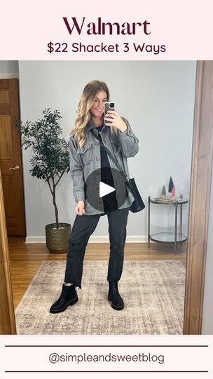 2.7K views · 291 reactions | ✨WALMART SHACKET 3 WAYS ✨ Comment LINKS and I’ll send you the links to shop! This herringbone shacket is so cute and down to just $22. Looks cute worn casual or dress it up a little. My favorite Chelsea boots are currently 30% off and available in 4 colors! Try on is saved in my Walmart Highlight. Outfit is linked in my bio under my @shop.ltk app. >> https://liketk.it/4rwas #ltkunder50 #reelsinstagram #reelitfeelit #outfitreel #fashionreel #walmartfashion #walmartstyle #walmartfinds #stylereel #walmart #walmartdeals #styleonabudget #affordablefashion #affordablestyle #ltkfashion #ltkstyletip #casualoutfit #casualstyle #comfyoutfit What to wear | how to style | oversized sweatshirt I casual outfit idea | fall outfit idea | Walmart fall fashion | Walmart Walmart Shacket, Style Oversized Sweatshirt, Walmart Style, Casual Outfit Idea, Walmart Fashion, Wal Mart, Walmart Deals, Walmart Finds, Oversized Sweatshirt