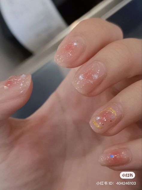 Aura Glitter Nails, Hippie Nails, Subtle Nails, Korean Nails, Pinterest Makeup, Nail Biting, Pretty Gel Nails, Nails Glitter, Nail Idea