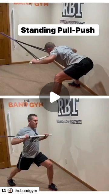 Dave "The Band Man" Schmitz on Instagram: "200 Rep Push Pull Session

Grab a dowel and  2 bands.  Heavier band attached and a second band looped through the heavier band and then attached onto the dowel.  Scale band resistance but realize this is a longer band system with more resistance variability.

Alternate between exercises doing 10-reps per set x 10.  That is one cycle.  Compete 10 Cycles which will be 100 Reps of Pulling and 100 Reps of Pushing

BTW.. Great set to simulate Lat Pulls if you’re interested.

#RBT #daveschmitz #resistancebandtraining #thebandman #thebandgym #bandworkouts #getbetterwithbands #agelessfitness #germantownwisconsin #bestbandtraining  #53022 #bandtraining #bandworkout #bandgym #bandstrong #athomeworkouts #homeworkouts #bandworkoutideas #athomebandworkouts  #b Resistance Band Exercises For Men, Resistance Band Training, Resistance Band Workout, Resistance Band Exercises, Resistance Bands, Band Workout, Resistance Band, At Home Workouts, Gym