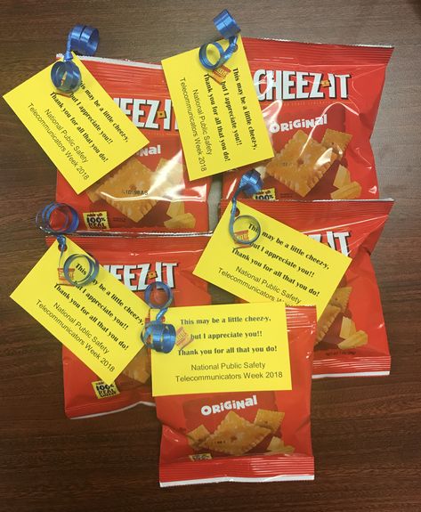 Cheez-y Cheez-its for Telecommunicators Week May Employee Appreciation Ideas, Dispatch Appreciation Week Gift Ideas, Diy Volunteer Appreciation Gifts, Dispatcher Gifts Diy, Team Appreciation Ideas Treats, Dispatch Week Ideas, Dispatch Appreciation Week Ideas, Telecommunications Week Gifts, Custodian Appreciation Ideas Gifts