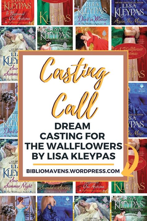 The Wallflowers by Lisa Kleypas is made to be a TV show. With so many amazing characters and an intricate plot line, it would lend itself perfectly to Netflix. Books are getting adapted into TV and movies all the time, and we think The Wallflowers would make a great romance TV show. We dream casted all 6 books. Check it out on our blog. Lisa Kleypas Characters, Wallflowers Lisa Kleypas, Lisa Kleypas Books, Romance Book Series, The Wallflowers, Netflix Adaptation, Lisa Kleypas, Best Books Of All Time, Dream Cast