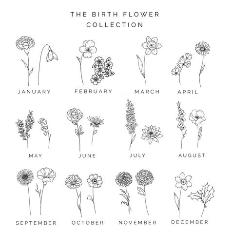 180+ Beautiful Birth Flower Tattoo Ideas (2023) - TattoosBoyGirl December Flower, Flor Tattoo, December Birth Flower, Flower Bouquet Tattoo, July Birth Flower, Temporary Tattoo Paper, May Birth Flowers, Bouquet Tattoo, Výtvarné Reference