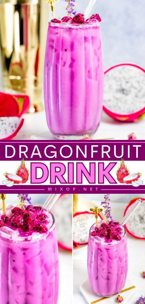 Get ready to embark on a fruity and refreshing adventure with the Copycat Starbucks Dragonfruit Drink. This vibrant beverage takes its inspiration from the iconic and much-loved Starbucks mango dragonfruit refresher, bringing you the same delightful flavors, but from the comfort of your home. Starbucks Dragon Fruit Drink, Dragonfruit Drink, Mango Dragon Fruit Refresher, Dragon Fruit Refresher, Dragon Fruit Drink, Fruity Cocktail Recipes, Copycat Drink Recipes, Easy Party Drinks, Fruity Mixed Drinks