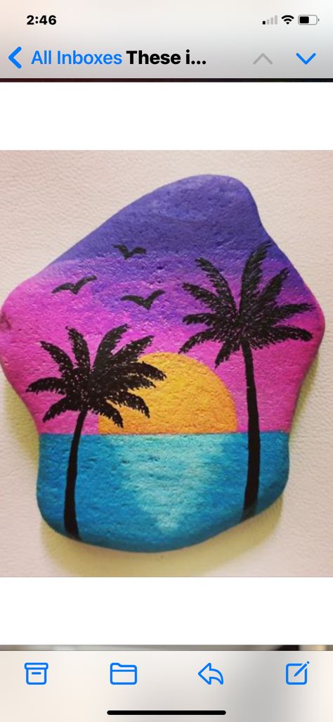 Painting Sunsets, Painting Ideas Easy, Rock Painting Ideas Easy, Ocean Sunset, Rock Painting Ideas, Painted Rock, Easy Paintings, Rock Art, Rock Painting