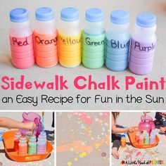 Sidewalk Chalk Paint Recipe, Homemade Sidewalk Chalk, The Sun Painting, Sidewalk Chalk Paint, Chalk Paint Recipe, Summer Outside, Paint Recipe, Sidewalk Chalk Art, Sun Painting