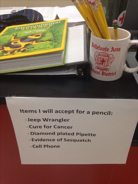 Taking a pencil? Leave one of these crazy things. Already taking shoes, cell phones, and car keys, why not add a few to the list?! Science Fair Projects Highschool, Science Organization, Teaching Physics, Future Teacher, High School Classroom, Teacher Memes, Fair Projects, Middle School Classroom, English Classroom