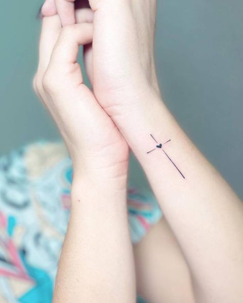 Cross With Heart Tattoos For Women, Cross With Heart Tattoo, Cross And Heart Tattoo, Heart And Cross Tattoo, Heart Cross Tattoo, St Christopher Tattoo, Cross Heart Tattoos, Unique Cross Tattoos, Christian Symbolism