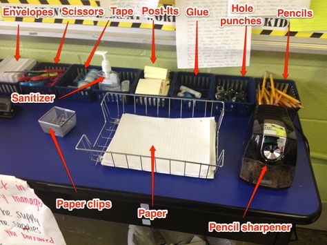 Student Supply Section (under make-up work bulletin board) Student Supply Station, Student Supply Center, Work Bulletin Board, Hs Classroom, Elementary Computer Lab, Organize School, Work Bulletin Boards, 2023 School, Teachers Room
