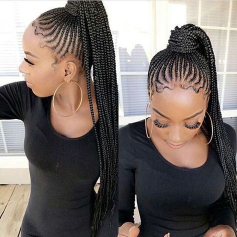 23 Renewed Goddess Braids Ponytail Hairstyles | New Natural Hairstyles Goddess Braid Ponytail, Long Cornrows, Scalp Braids, Braided Ponytail Hairstyles, Feed In Braid, Hair 2018, Beautiful Braids, Girls Braids, Penteado Cabelo Curto