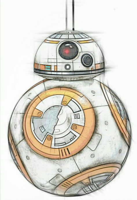 Bb8 Drawing, Star Wars Sketches, Drawing Room Interior Design, Drawing Stars, Star Wars Drawings, Star Wars The Force Awakens, Bb 8, The Force Awakens, Small Drawings