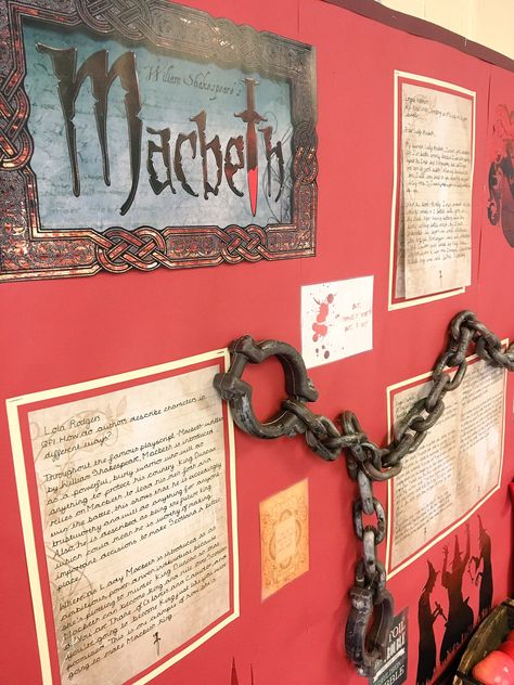 Macbeth bulletin board ideas Drama Bulletin Board, Macbeth Bulletin Board, Macbeth Classroom Display, Macbeth Display Classroom, Macbeth Project Ideas, Shakespeare Bulletin Board, Family Board Preschool, Macbeth Display, Classroom Displays Secondary