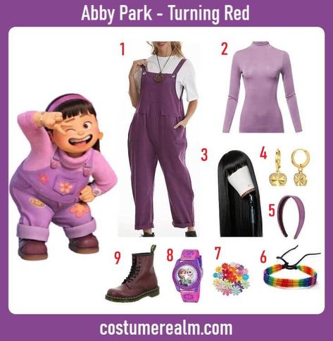 How To Dress Like Abby Park Costume Guide Halloween Abby Turning Red Outfits, Turning Red Outfits, Turning Red Costume, Abby Turning Red, Outfits Guide, Baggy Jumpsuit, Radiate Positive Vibes, Costume Guide, Cosplay Inspo