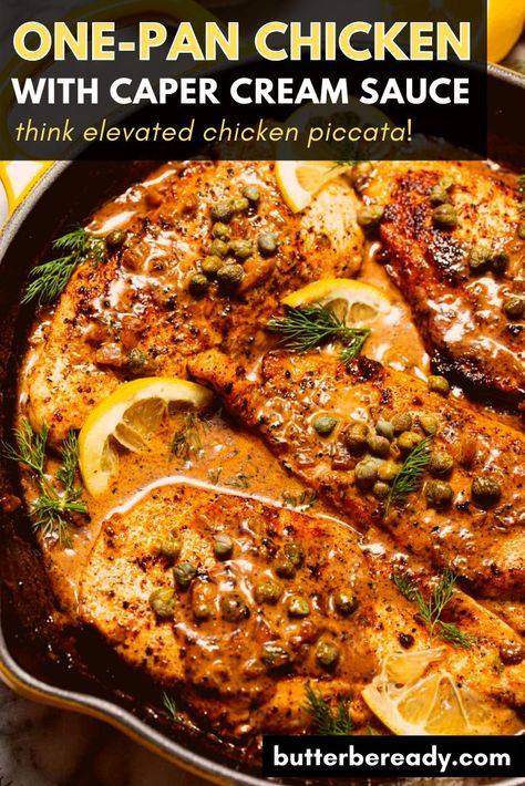 Meals With Capers, Caper Sauce For Chicken, Chicken With Capers Piccata, Chicken With Capers Recipe, Recipes With Capers, Chicken With Capers, Caper Cream Sauce, Chicken Piccata With Capers, Sautéed Chicken