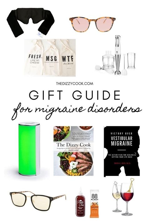 A great and practical gift guide for patients with migraine or vestibular disorders including great products for cooking, easing migraine attacks or vertigo, and making life easier overall with chronic illness. Gifts For Migraine Sufferers, Diy Migraine Mask, Migraine Diet Recipes, Vestibular Disorder, Slow Cooker Apricot Chicken, Dizzy Cook, Migraine Diet, Historical Recipes, Nausea Relief