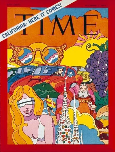 FB / Art work by Milton Glaser / Nov. 7, 1969 1960s History, Heinz Edelmann, Dising Art, Peter Max Art, Sixties Style, 60s Art, Milton Glaser, Peter Max, Time Magazine