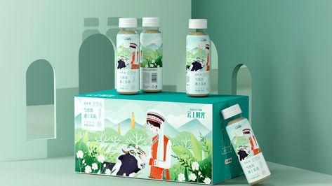 Yunnan flower milk tea package design on Behance Milk Tea Packaging, Tea Package Design, Illustrated Packaging, Tea Package, Tea Packaging Design, Steps Design, Graphic Design Packaging, Ancient Tree, Tea Packaging