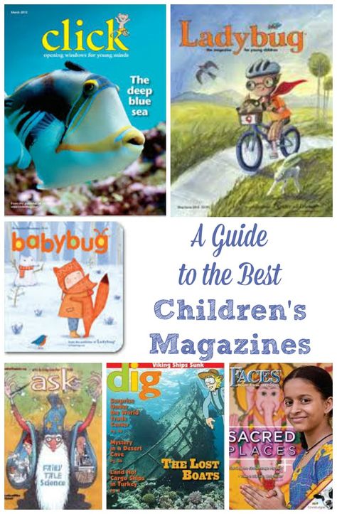 A great list of magazines for kids of all ages -- recommendations for toddlers to teens! Kids Magazine Design, Magazine Subscriptions For Kids, Kids Magazines, Articles For Kids, Toddlers Activities, Library Reading, Childern Illustrator Books, Children's Library, Book Reviews For Kids