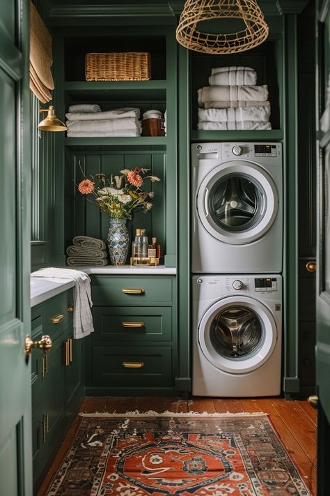 Laundry In A Cupboard Ideas, Laundry Area Cabinets, Small Space Utility Room, Small Laundry Room Corner Cabinet Ideas, Laundry In A Cupboard, Functional Small Laundry Room, Tiny Home Laundry Room, Small Laundry Pantry, Functional Laundry Room Ideas