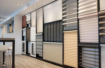 blinds showroom edmonton Blinds Display Showroom, Curtain Shop Interior Design, Curtain Store Design, Curtain Shop Interior, Blinds Showroom, Curtain Showroom, Store Shelves Design, Showroom Decor, Curtain Store