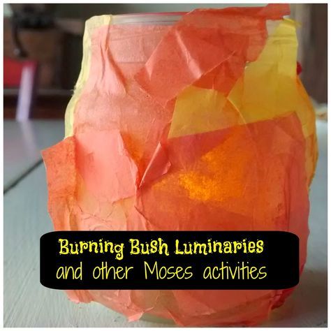 VBS Day 3: Moses Crafts and Activities. Make a burning bush luminary out of a baby food jar! Burning Bush Craft, Moses Crafts, Moses Craft, King Of Egypt, Vacation Bible School Craft, Bible Story Crafts, Burning Bush, Bible School Crafts, Christian Crafts