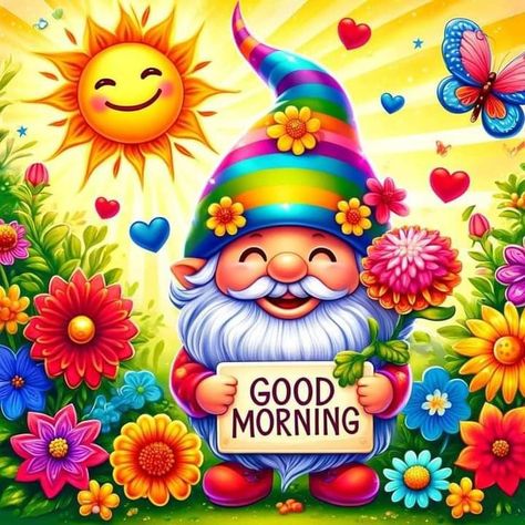 Good Morning Gnomes, Gnome Images, Gnome Pictures, Good Morning My Friend, Good Morning Greeting Cards, Dream Catcher Art, Good Morning Funny Pictures, Thanks To You, Good Morning Wallpaper