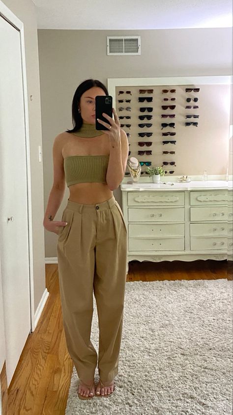 khaki pants with green crop top #ad Khaki Crop Top Outfit, Khaki Crop Top, Crop Top Outfit, Crop Top For Women, Strapless Crop Top, Green Crop Top, Crop Top Outfits, Top For Women, Casual Summer Outfit