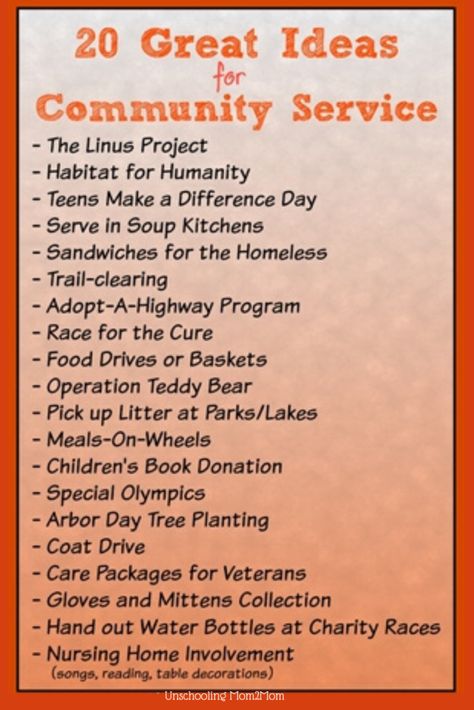 20 Great Ideas for Community Service projects Projects For High School Students, Service Projects For Kids, Community Service Ideas, Church Outreach, Community Service Projects, Service Ideas, Girl Scout Ideas, Community Outreach, Learning Projects