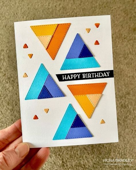 Triangle Cards Design, Triangle Cards, Cards Masculine, Baby Greeting Cards, Cards Design, Scrap Paper, Rubber Stamping, Masculine Cards, Card Designs