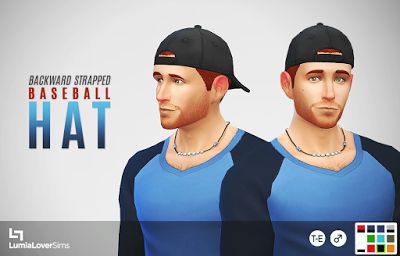 My Sims 4 Blog: Backward Strapped Baseball Hat by LumiaLover Sims Sims 4 Cc Fitted Cap, Sims 4 Snapback Cc, Sims 4 Cc Baseball Cap, Sims 4 Male Hats, Sims 4 Backwards Hat, Ts4 Hats Cc, Backwards Hat, Kids Maxi, Cc Hats