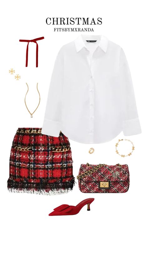 Fancy Christmas Outfit, Christmas Plaid Outfit, White Christmas Outfit, Office Party Outfits, Outfit Shuffles, Outfit Png, Christmas Party Outfit, 2000s Outfits, Party Fits