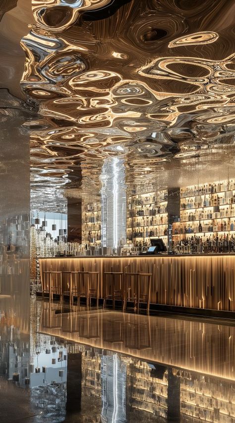 Cool Lobby Design, Cool Bar Interior Design, Luxurious Restaurant Interior, Store Lighting Ideas Retail, Luxurious Bar Design, Fourseason Hotel, Interior Design Hotel Lobby, Hotel Lobby Lighting, Luxury Hotel Lobby