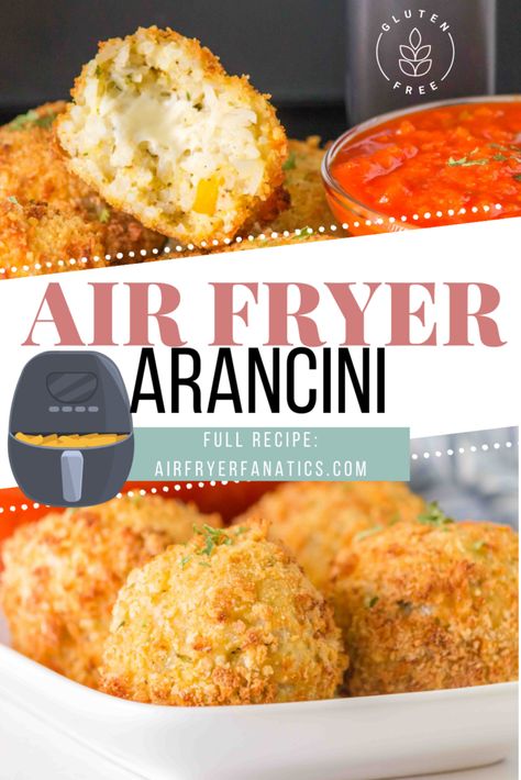 Make the MOST delicious Gluten-Free Air Fryer Arancini, these Italian Rice Balls make for the best appetizer or side dish! Gluten Free Arancini Balls, Arancini Air Fryer, Air Fryer Arancini Balls, Air Fryer Rice Balls, Air Fryer Arancini, Italian Rice Balls, Gluten Free Chicken Tenders, Dinner Biscuit, Arancini Balls