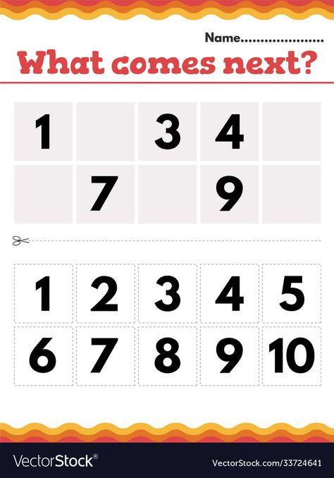 Sequence Numbers Activities, Sequencing Numbers Activities, What Number Comes Next, Math Preschool, Number Activity, Number Sequence, Sequencing Activities, Number Activities, Number Worksheets