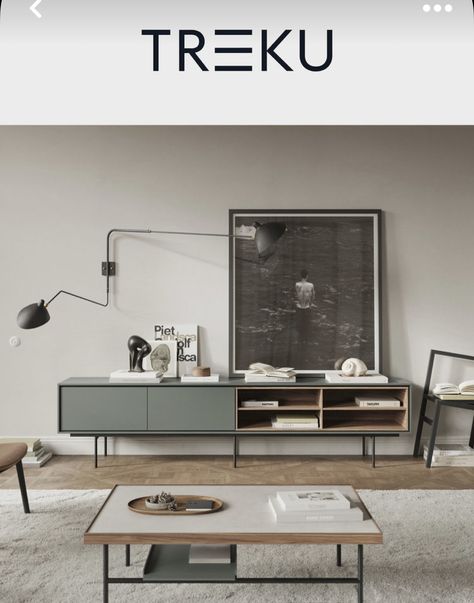 Nordic Interior Living Room, Sideboard Tv, Tv Unit Furniture Design, Sideboard Decor, Tv Unit Furniture, Nordic Furniture, Luxury Coffee Table, Balance Design, Office Guest Room