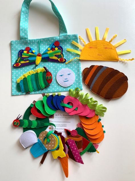 Felt Caterpillar Pattern, Felt Caterpillar, Very Hungry Caterpillar Felt Template, Hungry Caterpillar Felt, Very Hungry Caterpillar Quilt Pattern Free, Very Hungry Caterpillar Sewing Pattern, The Very Hungry Caterpillar Butterfly, Caterpillar Butterfly, Eric Carle Activities