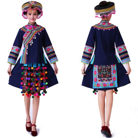 Folk Dance Costume, Hmong Clothing, Hmong Fashion, National Festival, Hmong Clothes, Fancy Costumes, Performance Dresses, Folk Dance, Stage Costume