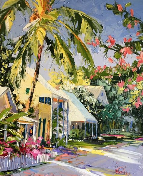 Peter Vey Paintings, Peter Vey, Hawaii Architecture, Florida Painting, Thomas Hart Benton, Tropical Painting, Florida Art, Caribbean Art, Island Art