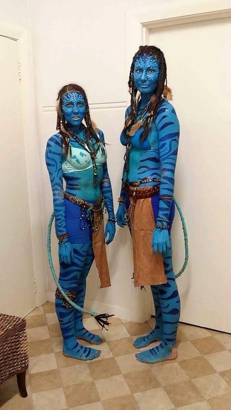 Homemade with Op-Shop items Avatar Costume Diy, Avatar Costume Women, Couple Halloween Costumes 2023, Halloween Duo Costumes, Avatar Costume, Halloween Costumes 2023, Avatar Halloween, Halloween Duo, Costumes 2023